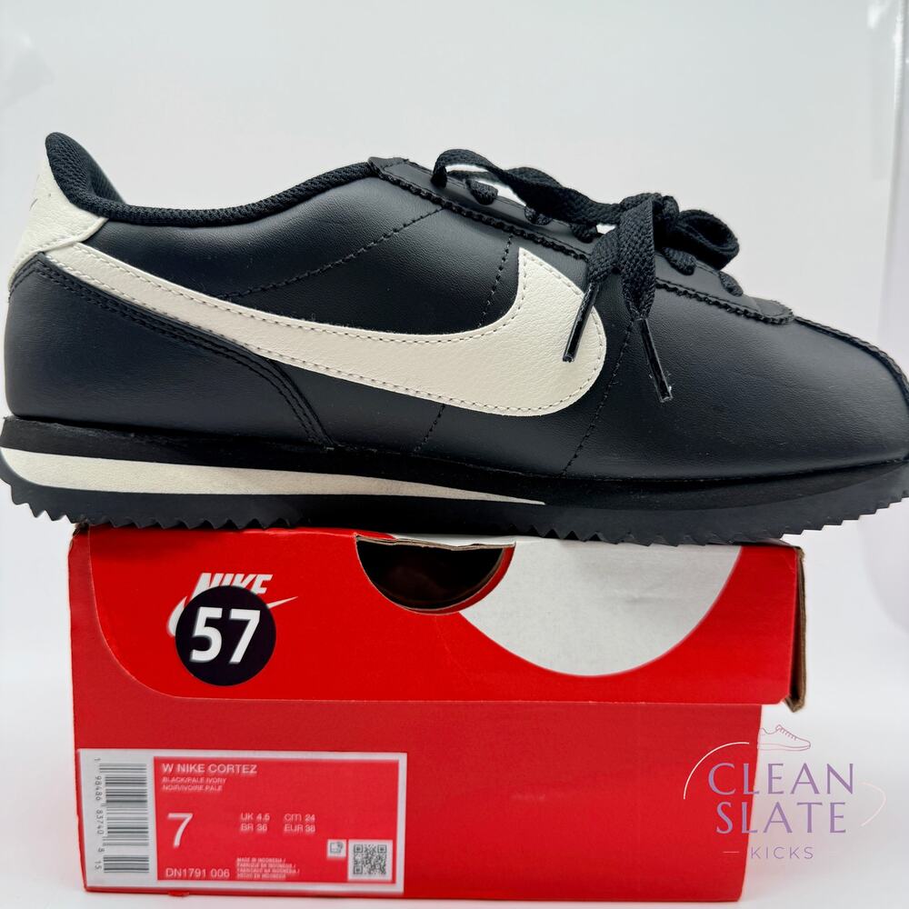 Nike Cortez · Black/Pale Ivory · Women's 7 NIB